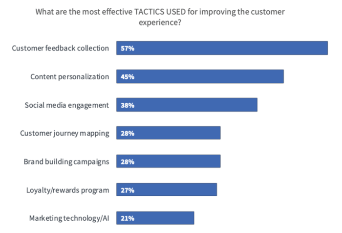 chart showing the most effective tactics for improving customer experience