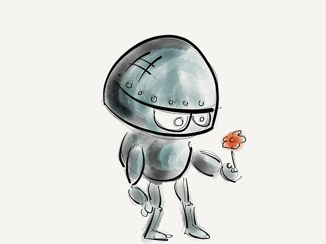robot, flower, technology