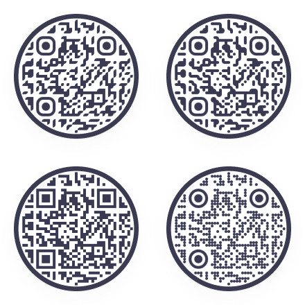 Circular QR codes in round frames with custom blocks