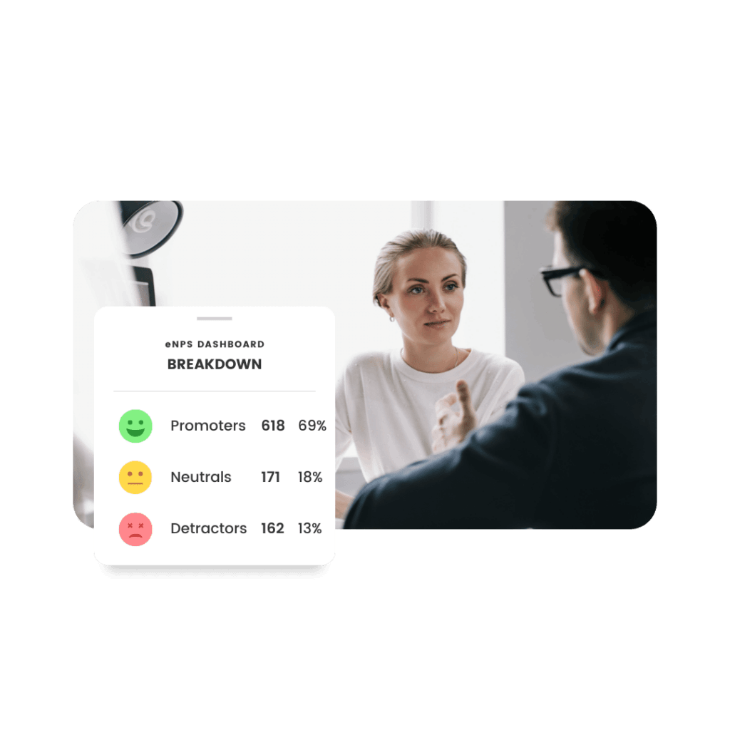 a widget displaying the breakdown of responses to an employee nps survey