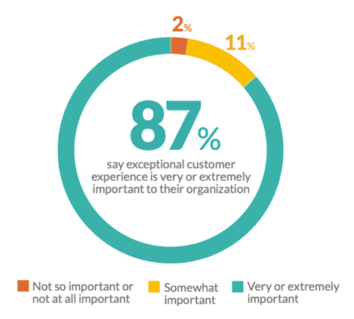 Infographic showing how much B2B customers value having an exceptional customer experience