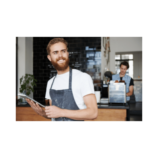 A worker in a cafe