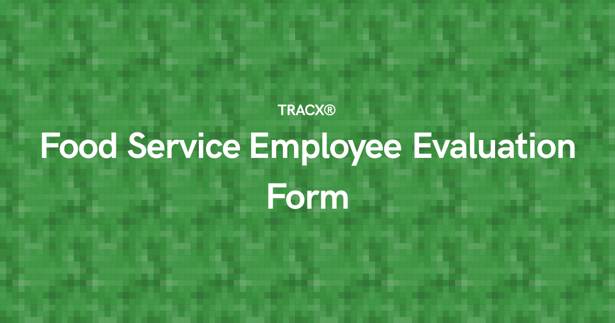 Food Service Employee Evaluation Form