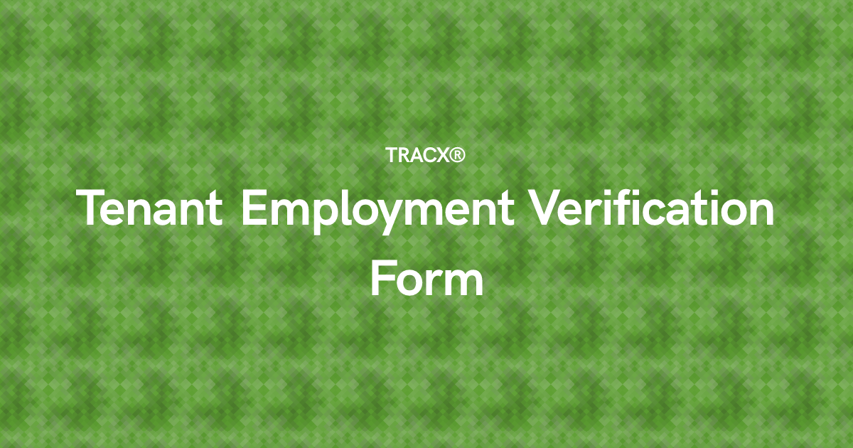 Tenant Employment Verification Form