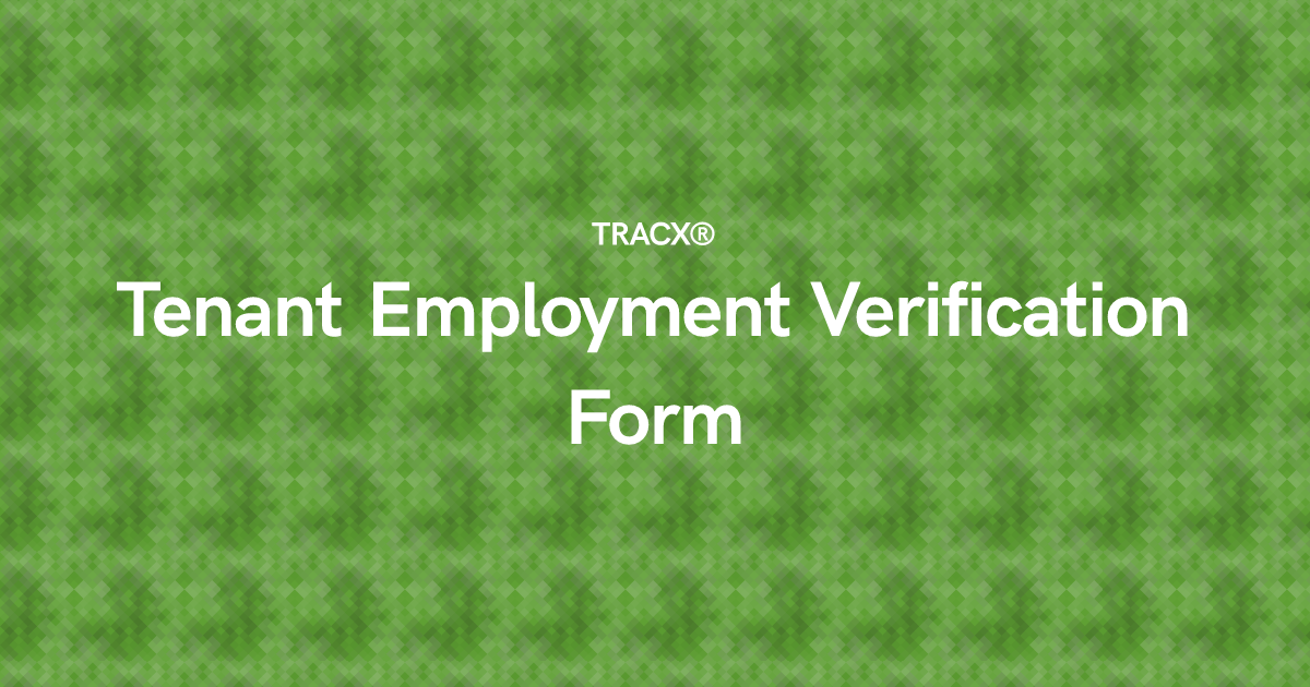 Tenant Employment Verification Form