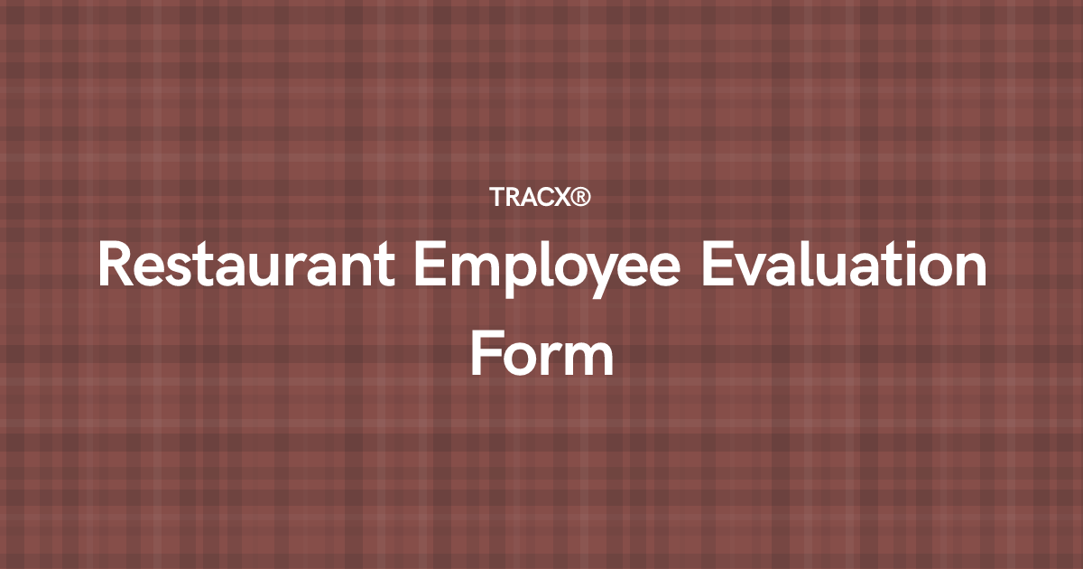 Restaurant Employee Evaluation Form