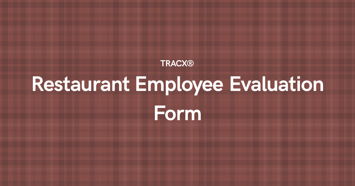 Restaurant Employee Evaluation Form