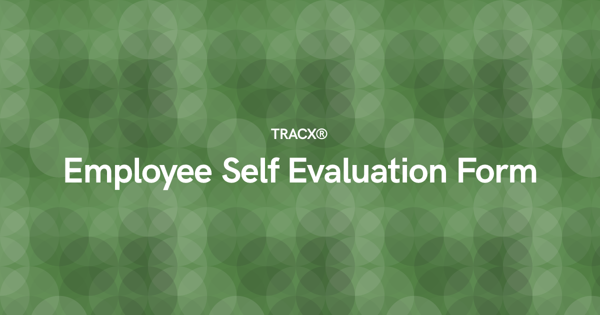 Employee Self Evaluation Form